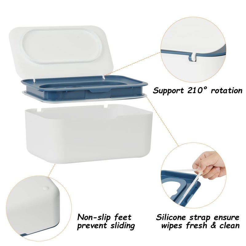 Seposeve Wipes Dispenser  Wipe Holder for Baby & Adult  Seposeve Refillable Wipe Container  Keeps Wipes Fresh  One-Handed Operation. Non-Slip  Easy Open/Close Wipes Pouch Case  Blue - Image 3